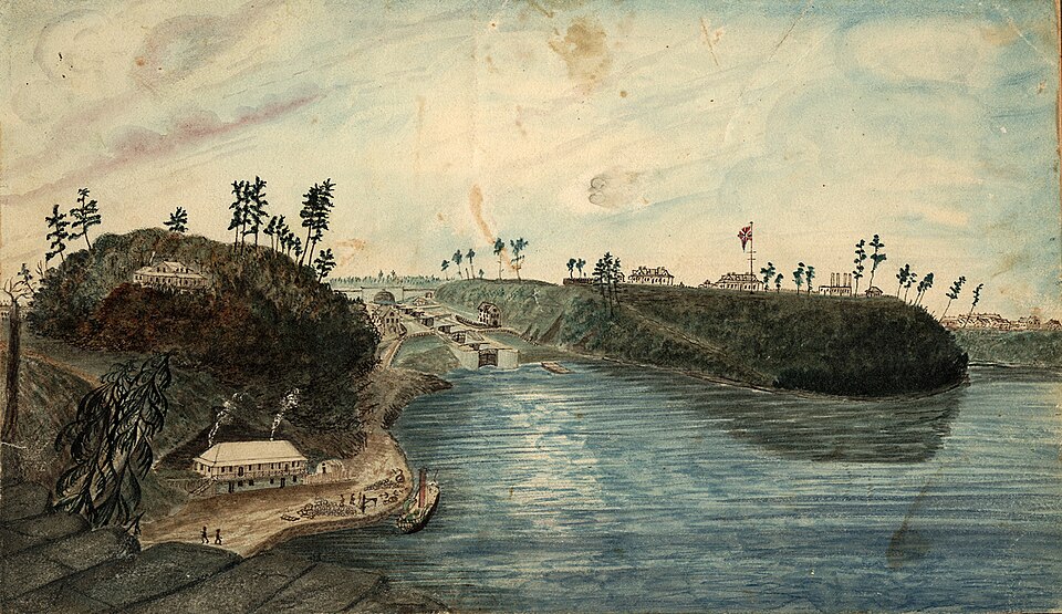 First Eight Locks of the Rideau Canal the North entrance from the Ottawa River 1834