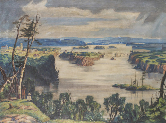 Joseph Sydney Hallam, “Bytown, 1840,” c.1946, oil on canvas, Bytown Museum, P557