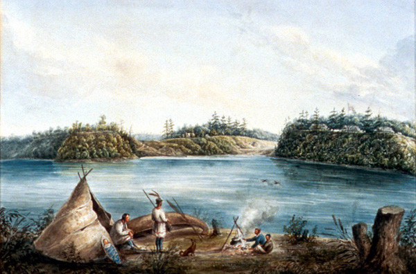 The Entrance of the Rideau Canal, Ottawa, 1833. Watercolour by Lieutenant Henry Pooley.