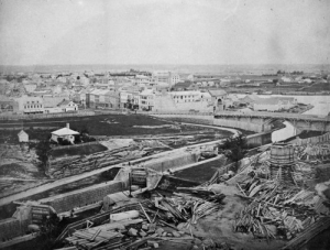 South end of Major’s Hill, looking from the construction site on Parliament Hill,  circa 1860. By this time, Major’s Hill had been largely denuded of trees.