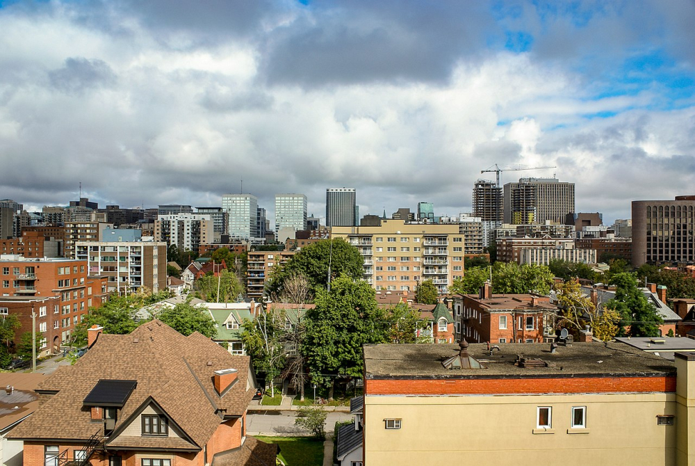 View of Centretown towards Parliament Hill from the Best Western Premium Hotel, 2013.