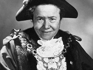 Charlotte Whitton in full mayoral regalia, 1954