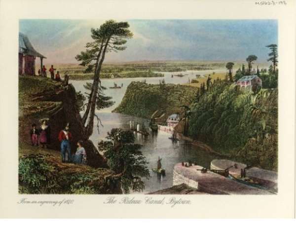 The Rideau Canal, Bytown, From an engraving of 1840.