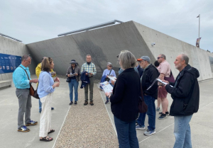 Alyssa Novick and Artur Wilczynski leading the tour of the National Holocaust Monument.