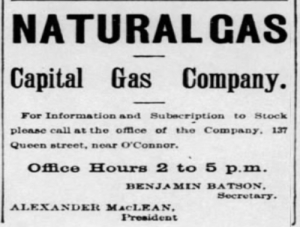 Advertisement for investors that appeared several times in the Ottawa Daily Citizen in early 1888.