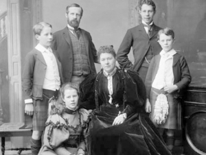 Lord and Lady Aberdeen with (left to right) Dudley, Marjorie, George, and Archibald,