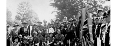 Scouts placed wreaths on the graves of Macdougall and Bernard, Fathers of Confederation in Beechwood Cemetery - Jubilee Celebrations, July 1927.