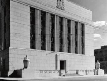 Bank of Canada, circa 1938. Note the stoppers in the urns on either side of the entrance patio. 
