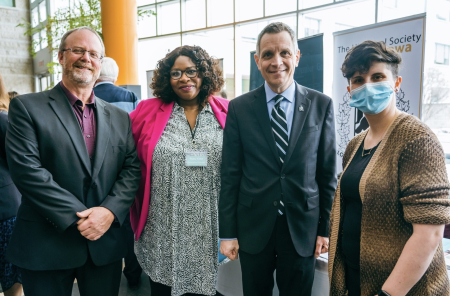 Heritage Day at Ottawa City Hall 21-Feb-2023 : HSO Director Ben Weiss, Capital Heritage Connection Executive Director Ruby Edet, Ottawa Mayor Marc Sutcliffe, HSO President Emma Kent.